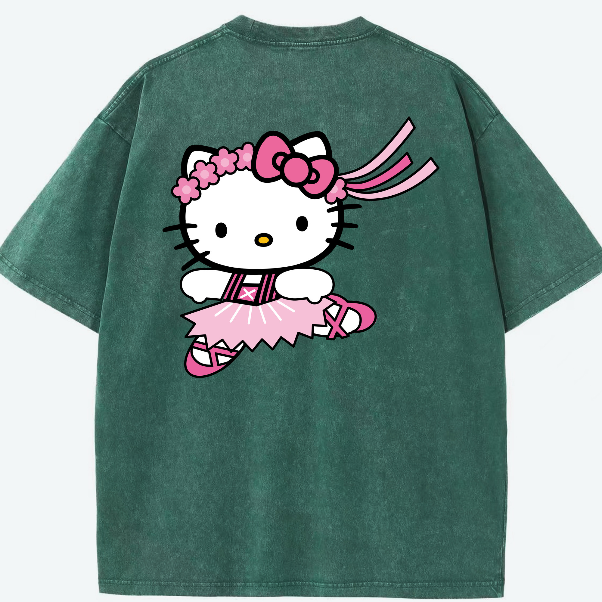 （画像用） Hello Kitty ハローキティ 綿100% ヴィンテージ風 半袖Tシャツ（背面プリント）